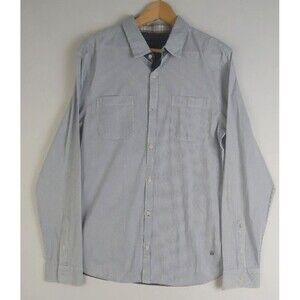 Buffalo David Bitton Mens Slim Stretch Dress Shirt Blue Stripe Size L NWT
